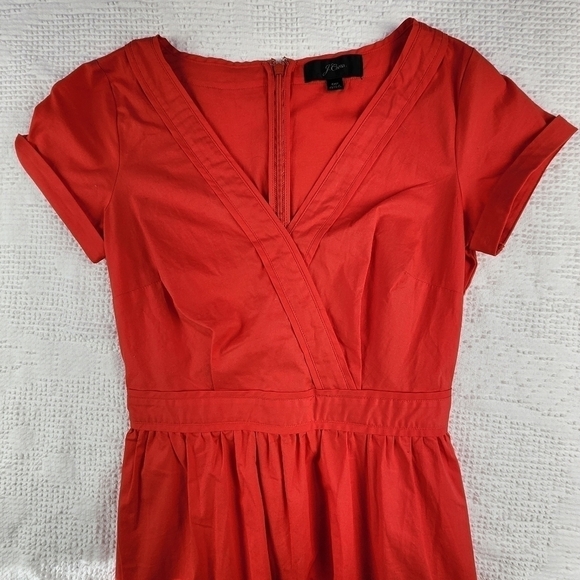 J. Crew Orange Crossover Midi Dress Size 00 - Picture 3 of 12